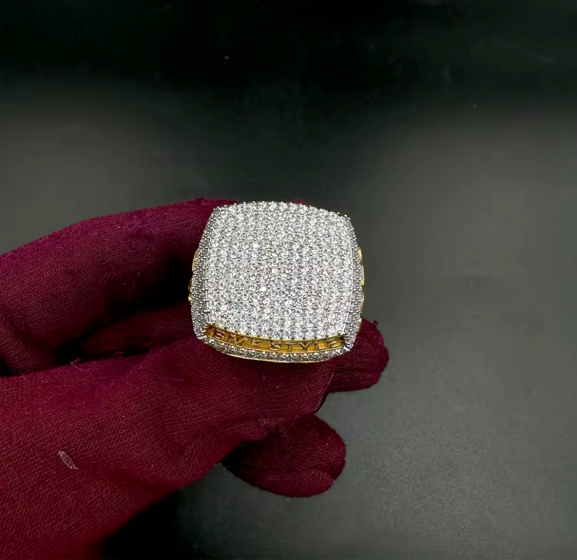Custom Iced Out Name Ring – Bold Bubble Letters
