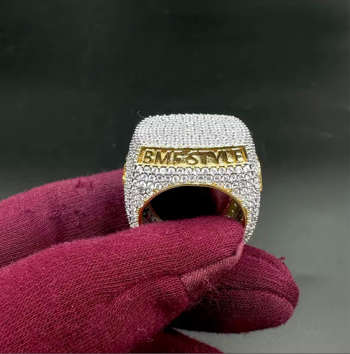 Custom Iced Out Name Ring – Bold Bubble Letters