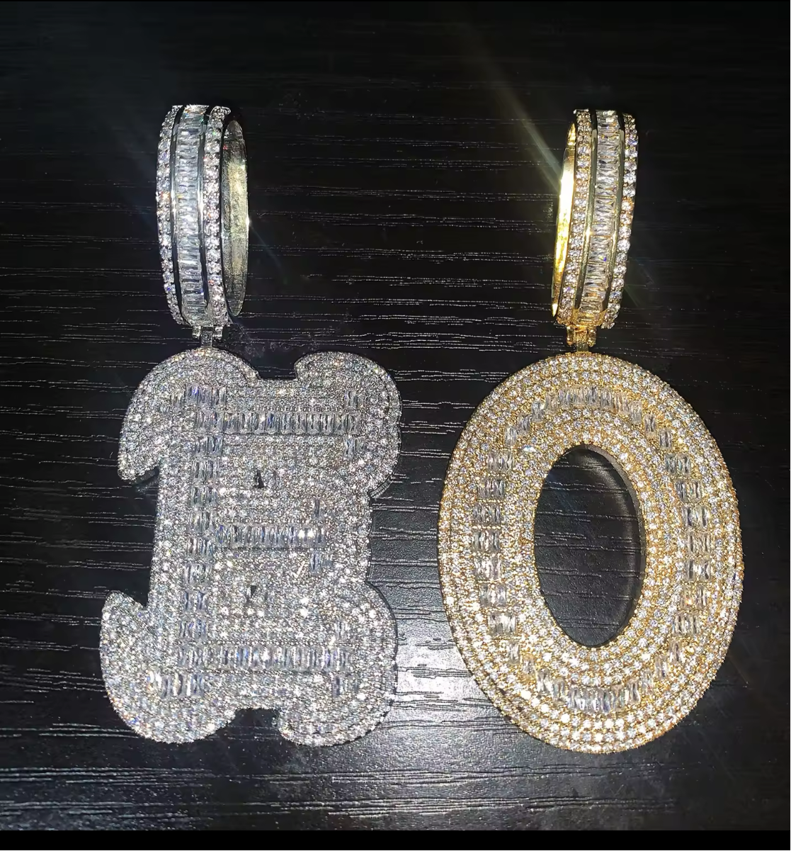 Custom Big Letter Name Pendant – Iced Out Baguette Necklace for Men & Women