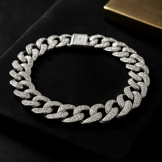 Iced Cuban Link Chain – 18mm White Gold