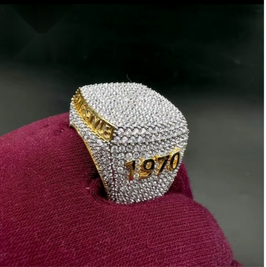 Custom Iced Out Name Ring – Bold Bubble Letters